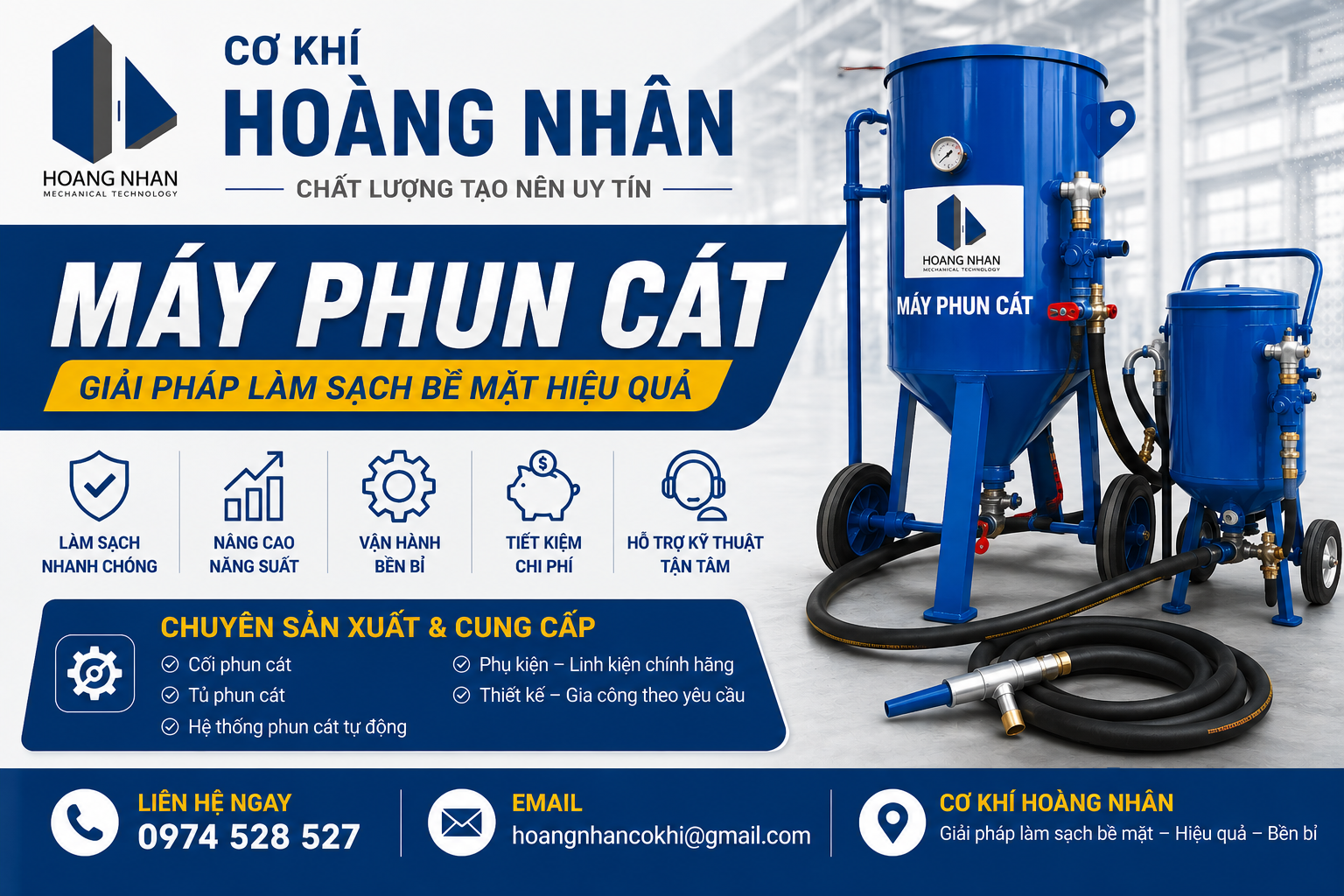 Máy Phun Cát Cơ Khí Hoàng Nhân